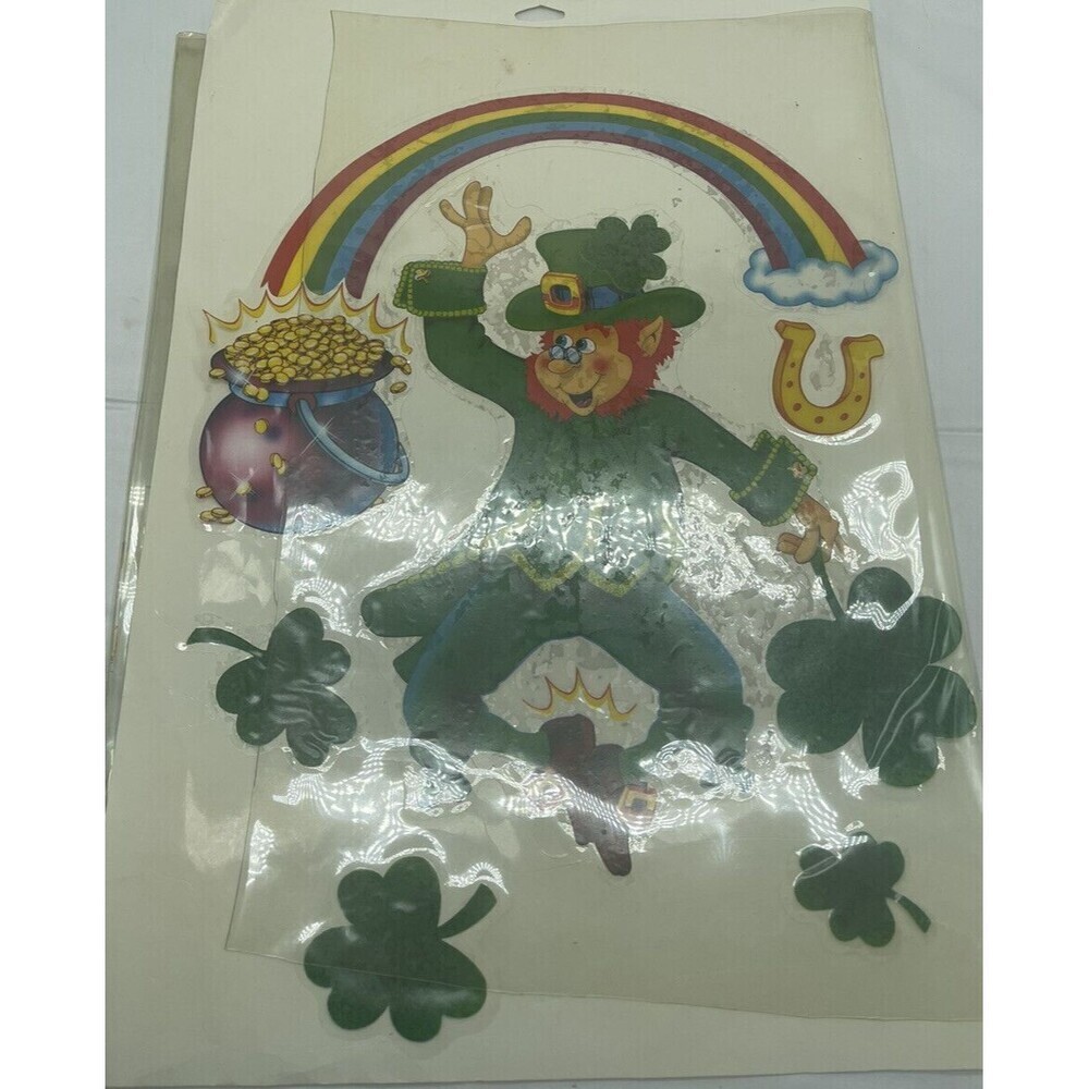 Vintage St Patrick's Day Eureka Lot Of  Window Decoration Vinyl Clings 1994